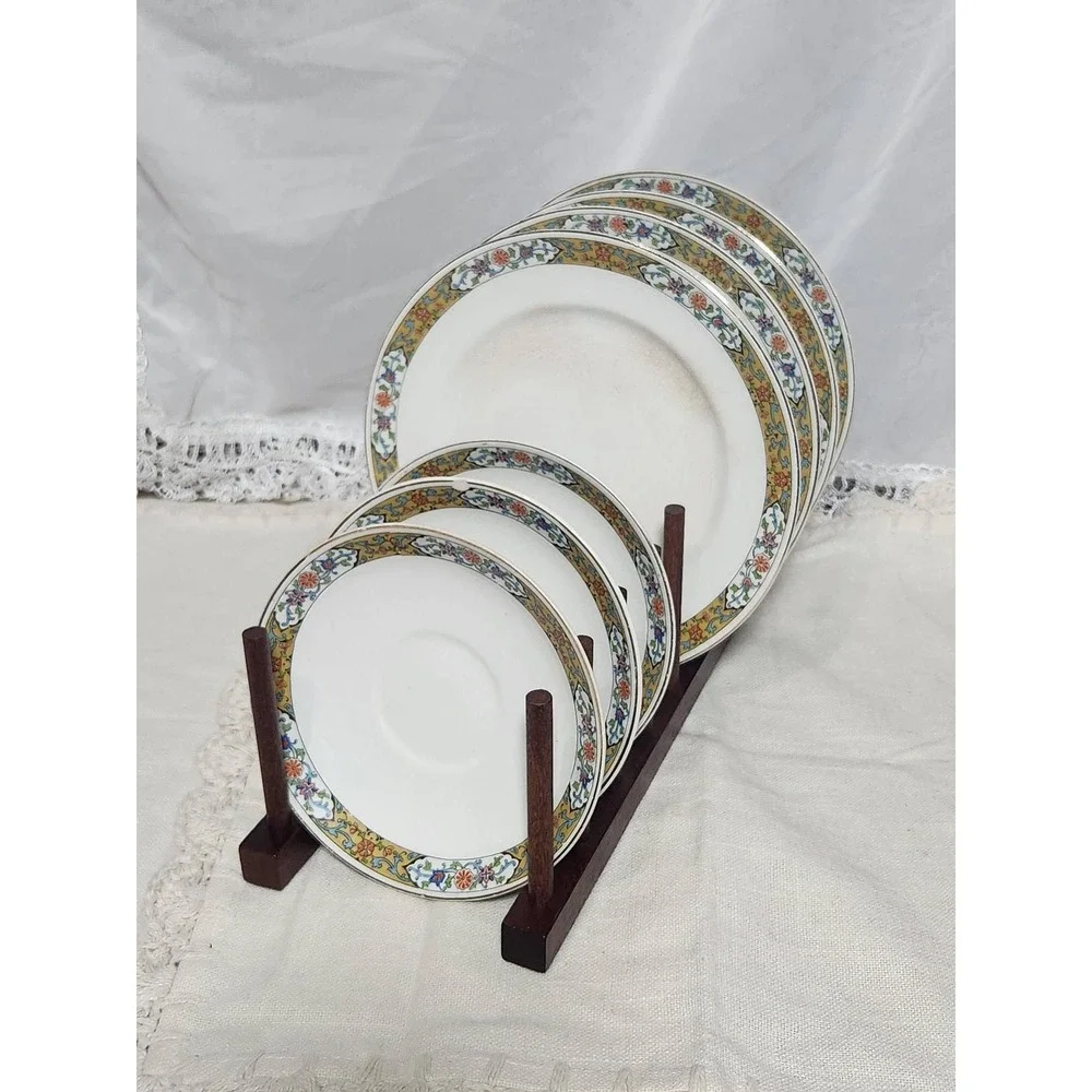 Alfred Meakin England Ironstone China Set 14pc Floral Border Dinnerware Antique